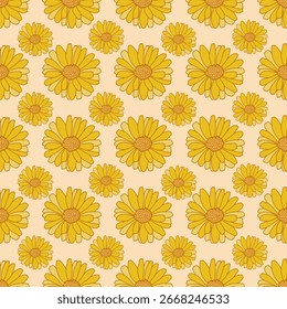 Padrão sem emenda floral amarelo retrô