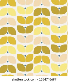 retro yellow foral chevron seamless pattern