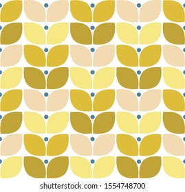 retro yellow foral chevron seamless pattern