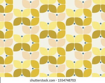 retro yellow foral chevron seamless pattern