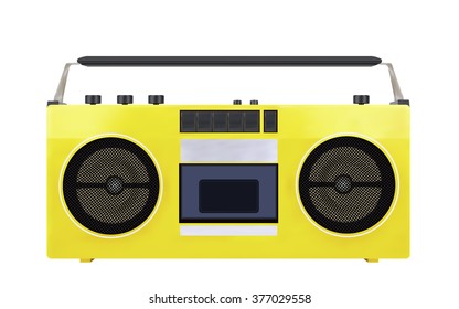 Retro yellow ghetto blaster boom box in vector