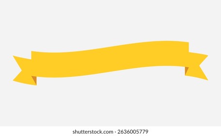 Retro yellow ribbon. Icon on white background. Curved textile symbol. Flat vector isolated banner