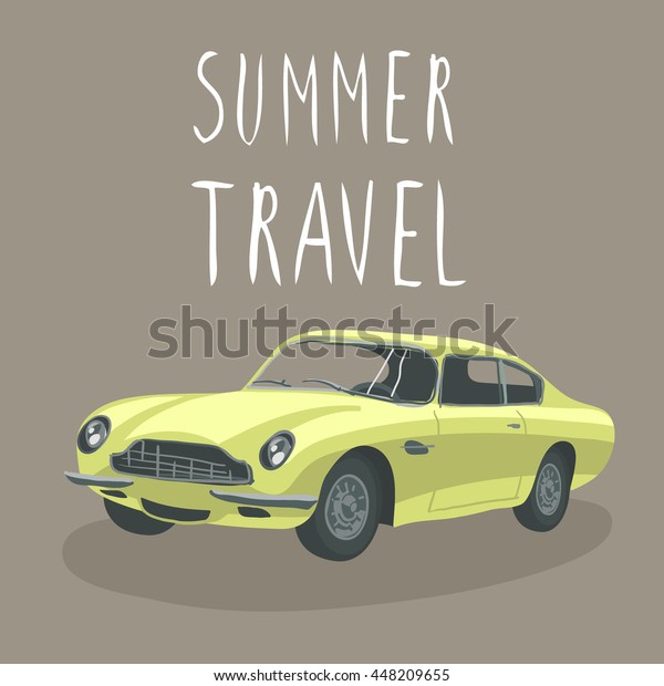 Retro yellow sport car isolated. Vector illustration.\
Cartoon car