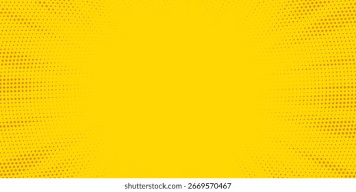 Fundo de vetor de explosão solar amarelo retro com raios de meio-tom. Modelo de arte gráfica vetorial para temas de verão. Explosão de raios amarelos e laranja em uma ilustração em estilo de revista em quadrinhos.
