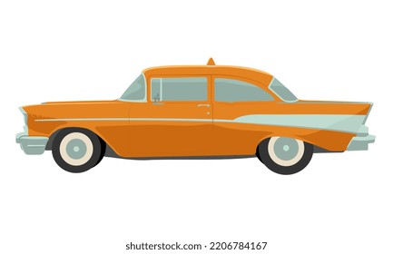 Retro yellow taxi cab. Classic taxicab icon. Vector flat style illustration. Isolated