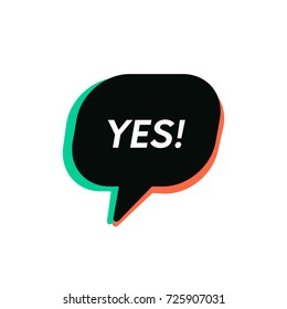 Retro Yes icon sign. Vector approve banner bubble.
