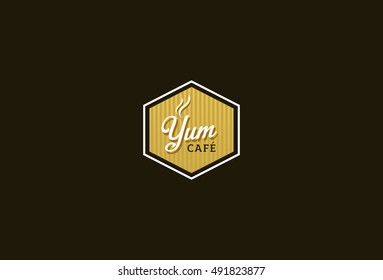 Retro Yum Cafe vector logo template