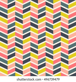 Retro zigzag seamless pattern. Colorful geometric background. Vintage colors. Vector illustration.