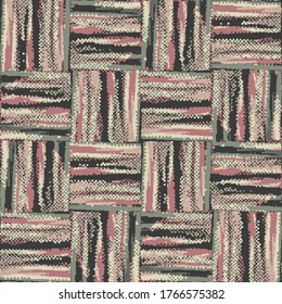 Retro-Colored Canvas Textured Tile Checked Pattern