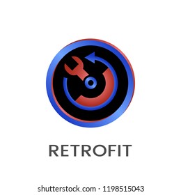 Retrofit round vector icon with gradient.