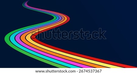Retrofuturism of the 70s Abstract vector background with rainbow stripes – vintage wavy lines Wallpaper for posters, wall art, banners, retro color illustration in 3D perspective