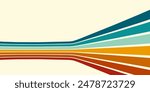 Retrofuturism poster design in trendy retro line style. Modern art poster retro vintage style 70s stripes background template lines shapes vector design.