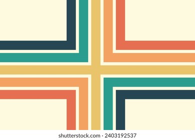 Retrofuturism poster design in trendy retro line style. Modern art poster retro vintage style 70s stripes background template lines shapes vector desi