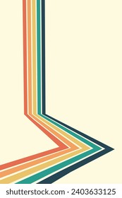 Retrofuturism poster design in trendy retro line style. Modern art poster retro vintage style 70s stripes background template lines shapes vector desi
