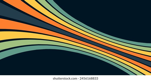 Retrofuturism poster design in trendy retro line style. Modern art poster retro vintage style 70s stripes background template lines shapes vector design