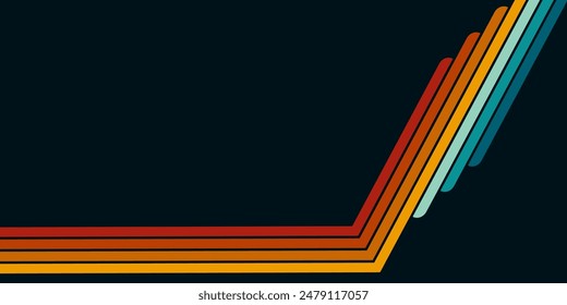 Retrofuturism poster design in trendy retro line style. Modern art poster retro vintage style 70s stripes background template lines shapes vector design