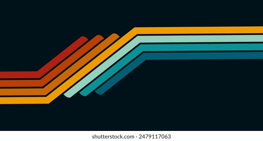 Retrofuturism poster design in trendy retro line style. Modern art poster retro vintage style 70s stripes background template lines shapes vector design