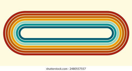 Retrofuturism poster design in trendy retro line style. Modern art poster retro vintage style 70s stripes background template lines shapes vector design