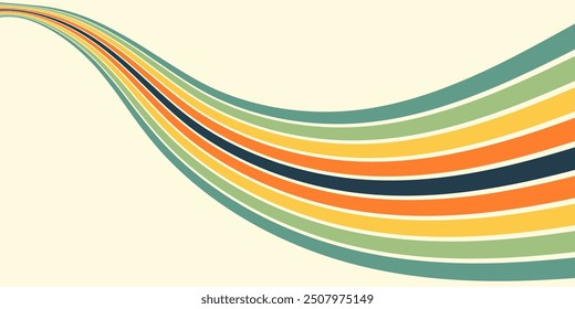 Retrofuturism poster design in trendy retro line style. Modern art poster retro vintage style 70s stripes background template lines shapes vector design