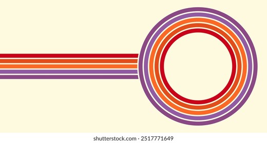 Retrofuturism poster design in trendy retro line style. Modern art poster retro vintage style 70s stripes background template lines shapes vector design.