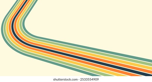 Retrofuturism poster design in trendy retro line style. Modern art poster retro vintage style 70s stripes background template lines shapes vector design