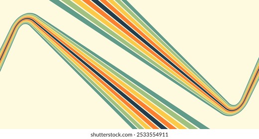 Retrofuturism poster design in trendy retro line style. Modern art poster retro vintage style 70s stripes background template lines shapes vector design