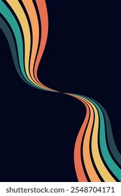 Retrofuturism poster design in trendy retro line style. Modern art poster retro vintage style 70s stripes background template lines shapes vector design.