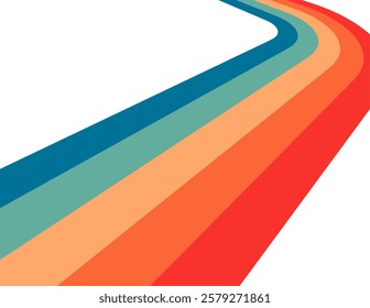 Retrofuturism poster design in trendy retro line style. Modern art poster retro vintage style 70s stripes background template lines shapes vector design