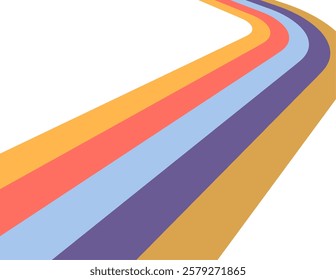 Retrofuturism poster design in trendy retro line style. Modern art poster retro vintage style 70s stripes background template lines shapes vector design