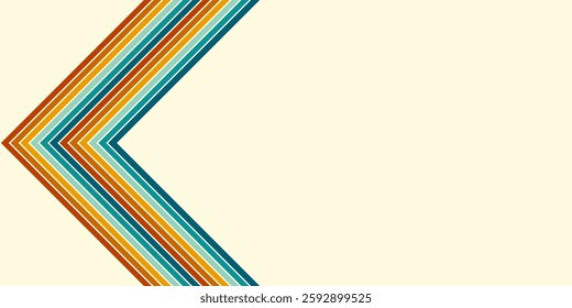 Retrofuturism poster design in trendy retro line style. Modern art poster retro vintage style 70s stripes background template lines shapes vector design.