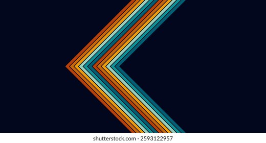 Retrofuturism poster design in trendy retro line style. Modern art poster retro vintage style 70s stripes background template lines shapes vector design.
