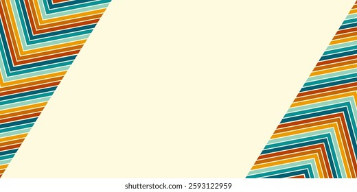 Retrofuturism poster design in trendy retro line style. Modern art poster retro vintage style 70s stripes background template lines shapes vector design.