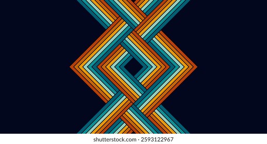 Retrofuturism poster design in trendy retro line style. Modern art poster retro vintage style 70s stripes background template lines shapes vector design.