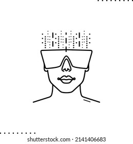 Tecnologías de retro-futurismo de gafas inteligentes, obtener el concepto de información, icono de vector aislado