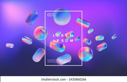 Retrofuturistic abstract minimal vector background with geometric liquid 3d shapes. Vaporwave/ retrowave/ cyberpunk 80s-90s neon aesthetics style, like in old arcade games.