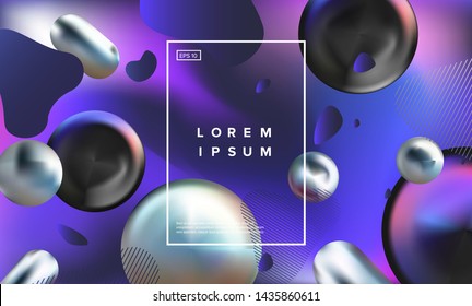 Retrofuturistic abstract minimal vector background with geometric liquid 3d shapes. Vaporwave/ retrowave/ cyberpunk 80s-90s neon aesthetics style, like in old arcade games.
