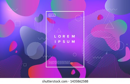 Retrofuturistic abstract minimal vector background with geometric liquid 3d shapes. Vaporwave/ retrowave/ cyberpunk 80s-90s neon aesthetics style, like in old arcade games.