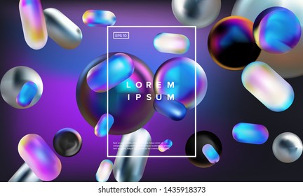 Retrofuturistic abstract minimal vector background with geometric liquid 3d shapes. Vaporwave/ retrowave/ cyberpunk 80s-90s neon aesthetics style, like in old arcade games.