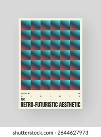 Retro-futurista e design de pôster abstrato. Refração geométrica do vidro e gradiente de distorção