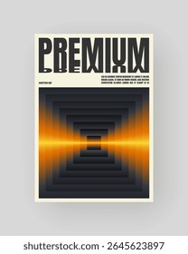 Retro-futuristic and abstract poster design. Geometric glass refraction and distortion gradient