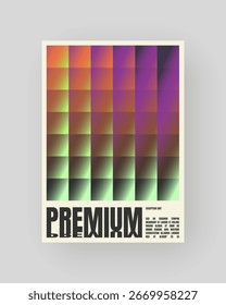 Diseño de póster retro-futurista y abstracto. Gradiente geométrico de refracción y distorsión del vidrio