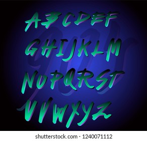 Retrofuturistic alphabet font inpirated by 1980's-1990's video games aesthetics. Cyberpunk/ synthwave style typeface for dance party event, club invitation. 