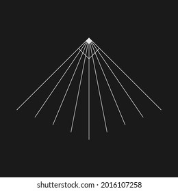 Retrofuturistic perspective tunnel. Cyber retro design element. Wireframe tunnel in cyberpunk 80s style. Perspective geometry for poster, cover, merch in retrowave style. Vector illustration.