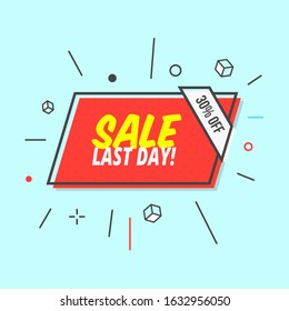 Retro-futuristic promotion banner, price tag and sale Premium Vector