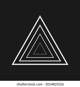 Retrofuturistische Dreieck-Perspektive. Digital Cyber Retro Design Element. Dreieck im Cyberpunk-80er-Stil. Geometrie für Poster, Deckel, Merch in Retrowave-Stil. Vektorgrafik.