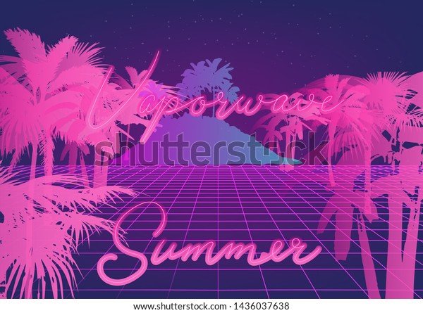 Retrofuturistic Vaporwave Synthwave Retrowave Style Background Stock