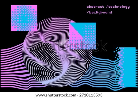 Retro-futuristic vector background blending warped neon wave grids, a glowing distorted sphere, and dithered pixel gradients in electric cyan and hot pink. High-contrast Y2K cyber-tech design.