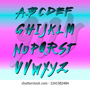 Retrofuturistic VHS/VCR style alphabet font inpirated by 1980's-1990's aesthetics. Cyberpunk/ synthwave style typeface for dance party event, club invitation. 
