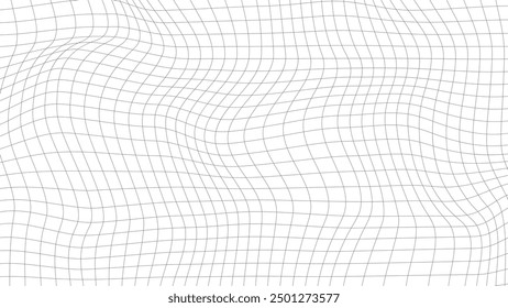 Retrofuturistic wavy grid wireframes background in 4k resolution. Black and white vector. Suited for desktop wallpaper, banner, poster, website, backdrop