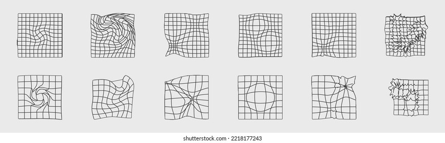 Retrofuturistic y2k geometry design elements collection. Trendy geometric design elements. Abstract bauhaus and boho cosmic style. Style 80s 90s. Vector illustration